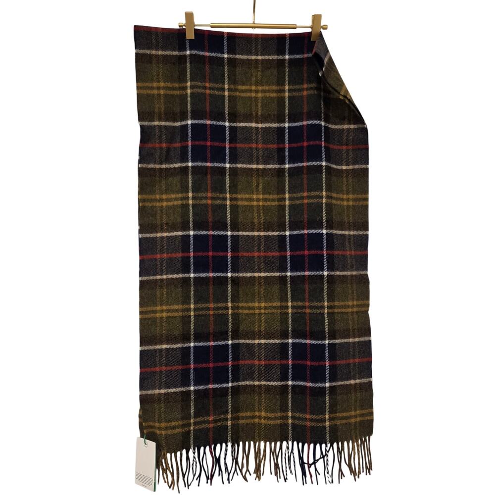 Ganni X Barbour green Tartan check wool scarf - Picture 6 of 7